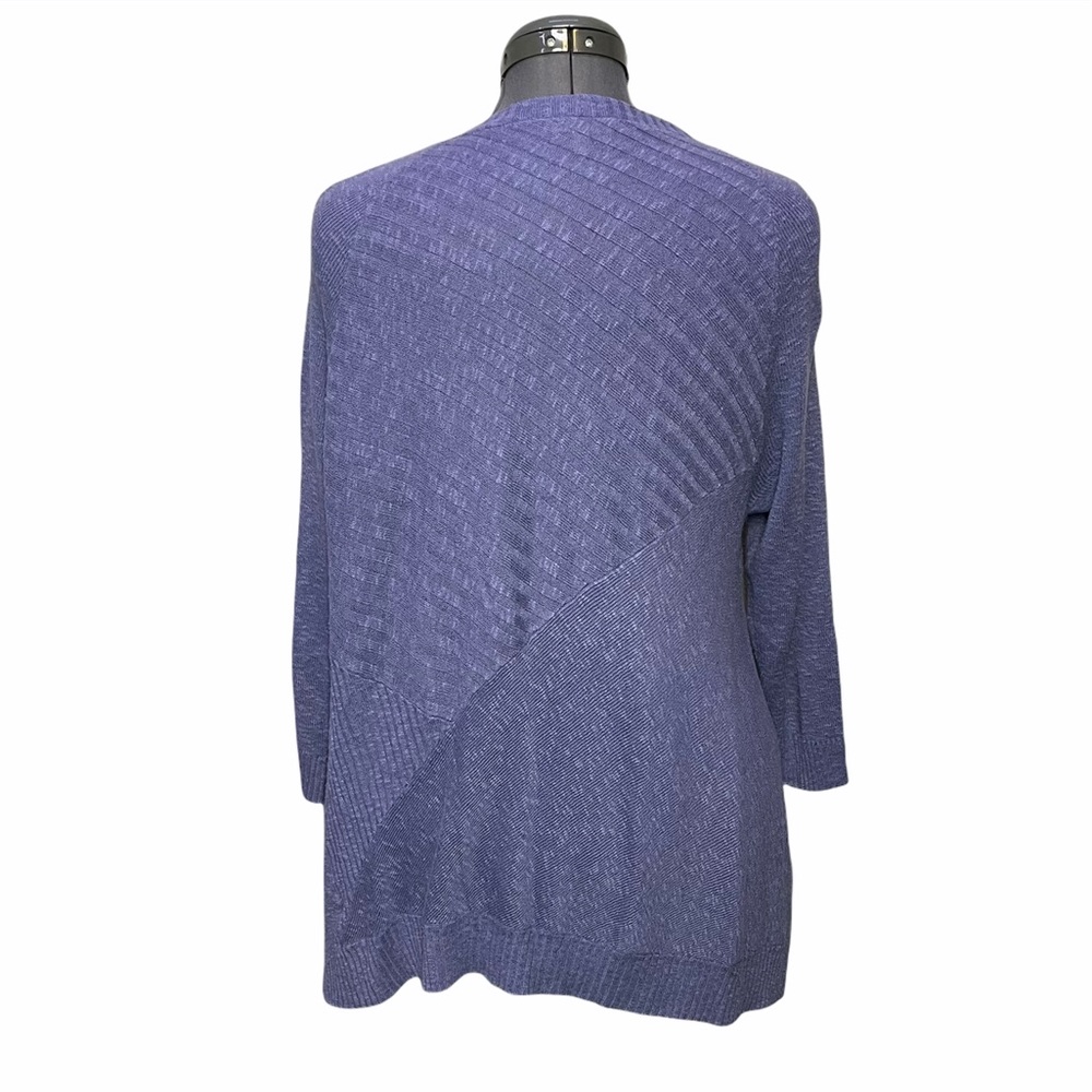 Eileen Fisher Open Front Cardigan Sweater Size L Linen Cotton Lavender Shawl - Picture 3 of 7